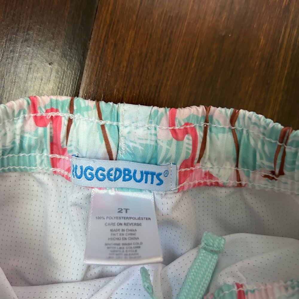 2T AND 12-18mos Flamingo Print Kids Swim Trunks - Picture 2 of 4